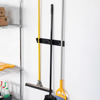Restaurantware 17.7 Inch Snap-In Design Mop Holder, Black Plastic, 3 Customizable Slots, Screws Included