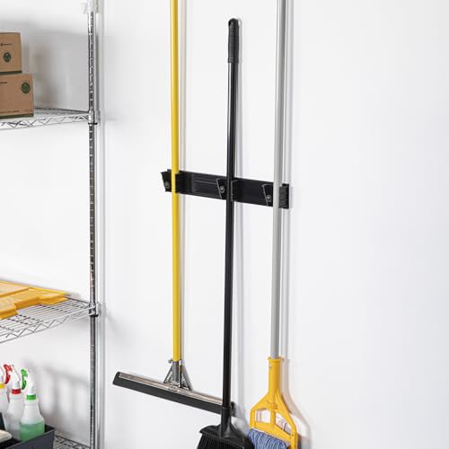 Restaurantware 17.7 Inch Snap-In Design Mop Holder, Black Plastic, 3 Customizable Slots, Screws Included