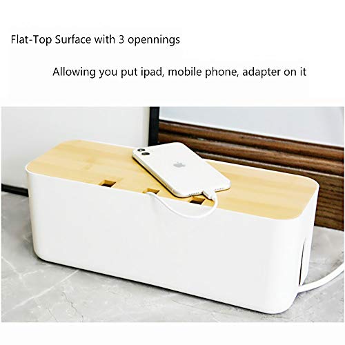 Cable Management Box| Power Stripe Organizer|Cord Organizer Box| Hide and Conceal Power Strips and Electrical Cords from TVs, Computers, and Desks| Keep Pets Safe (White Large) - color: White Large