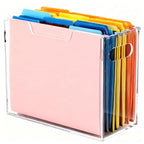 Acrylic File Organizer Box with Handles, Portable Letter Size Hanging File Folder Box, Desktop Filing Organizer for Home, Office - 1 Pack