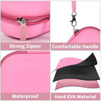 GWCASE Portable 2 in 1 Contact Lens Case and Glasses Case, Traveling Cases Bag Box Holder with Soak Storage Kit Included Built-in Mirror, Tweezer, Contact Lens Solution Bottle and Hand Strap-Pink - color: Pink