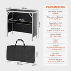 VEVOR Folding Portable Bar Table, Tradeshow Podium Table for Indoor, Outdoor, Party, Picnic, Exhibition, Includes Carrying Case, Storage Shelf and Black Skirt, 38.39" x 15.16" x 34.25" - size: 38.39 INCH