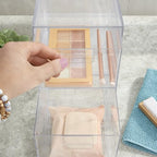 STORi Audrey Stackable Clear Bin Plastic Organizer Drawers | 2 Piece Set | Organize Cosmetics and Beauty Supplies on a Vanity | Made in USA - size: 4.5" and 6.75" Tall Set