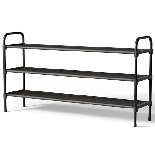 Kitsure Extra-Long Shoe Rack for Closet, Shoe Organizer for Front Door Entrance, Stackable Shoe Shelf, Detachable Closet Organizers and Storage, 39.0" Wide - 3 Tier, Black - color: Black, size: 39.0" Wide - 3 Tier