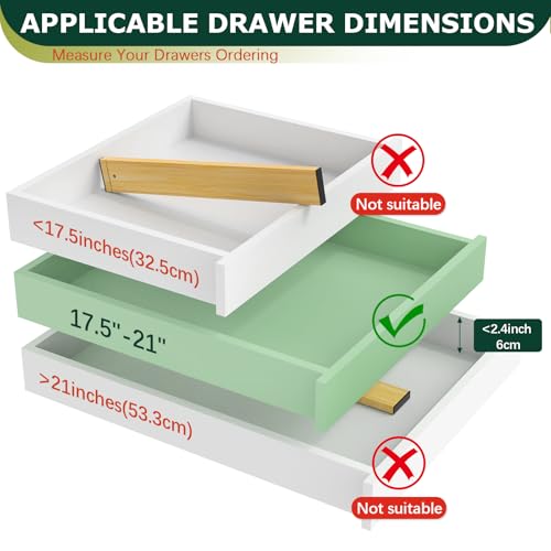 Lzerking Kitchen Drawer Dividers 6 Pack, 17-22" Adjustable Bamboo Drawer Organizers Large, Spring Loaded, Expandable Utensil Organizer, Works in Kitchen, Dresser, Closet, Bathroom, Bedroom