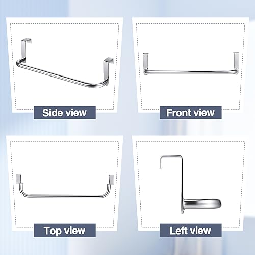 2 Pieces Metal Towel Bar Kitchen Cabinet Steel Towel Rack Bar for Hanging on Inside or Outside of Doors, Home Kitchen Bathroom(Silver) - color: Silver