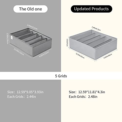 4 Packs Wardrobe Clothes Organizer,5 Grids Washable Portable Closet Organizer Storage Box Foldable Closet Drawer Organizer for thicker Scarves,Leggings,Long sleeve shirts（32 * 30 * 11） - color: Grey, size: 5 GRIDS-LARGE SIZE