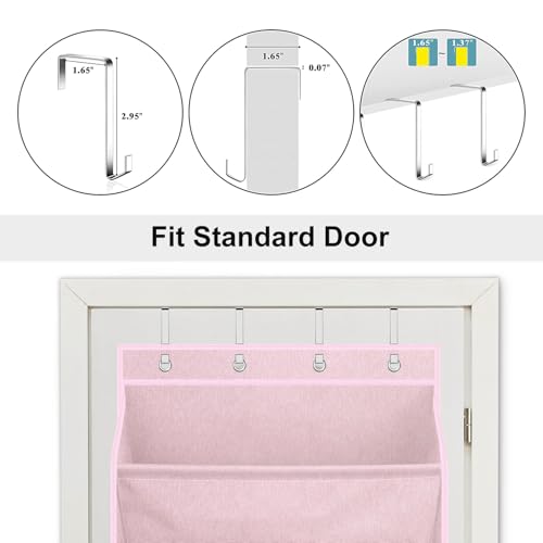 SLEEPING LAMB Over The Door Shoe Organizer for Closet, Kids Sneaker Storage for Hanging Shoe Rack for Door with Large Deep Pockets for Toddler, Girl, Baby Room Decor, Pink - color: Pink, size: 64.5''