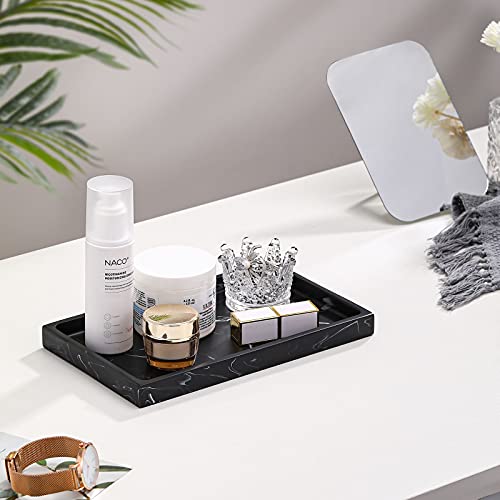 Luxspire Bathroom Vanity Tray, Resin Dresser Jewelry Ring Dish Tank Storage Kitchen Sink Countertop Organizer Plate Holder for Perfume Candles Soap Towel Plant Bathroom Accessories, M, Matte Ink Black - color: Ink Black, style: M