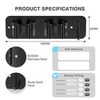 homeasy Wall Mount Mop and Broom Holder, Heavy Duty Stainless Steel Organizer Rack with Hooks | 2-Pack, 2-in-1 No Drill & Screw Installation, Black - color: Black-2