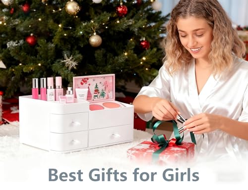 Makeup Organizer Tween Girls Gifts,Large Capacity Bathroom Organizer and Storage with Drawers Trendy Stuff ,Vanity,Bathroom Countertop,Bedroom Storage for Skincare,Cosmetics,Perfume,Brushes,Eyeshadow - color: white