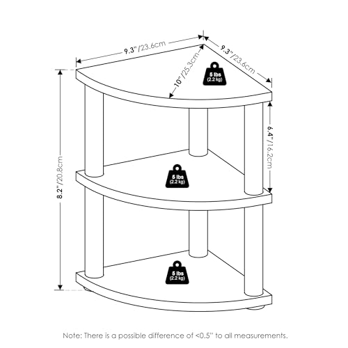 Furinno Turn-N-Tube Kitchen Countertop Organizer, 3-Tier Corner Countertop Organizer Shelf, Corner Shelf, for Kitchen, Pantry, Organizers and Storage, Amber Pine - color: Amber Pine/Black, size: 3-Tier Corner
