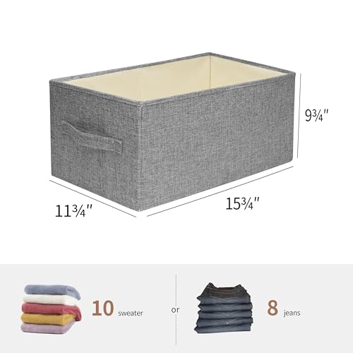 linen closet organizers and storage, Large Storage Baskets, washable, clothes organizer with handle, sweater organizer for closet (dark grey, 15¾"x11¾ x9¾) - color: dark grey, size: 15¾"x11¾" x9¾"
