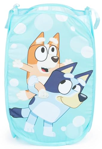 Jay Franco Bluey & Bingo Pop Up Hamper - Mesh Laundry Basket/Bag with Durable Handles - Storage for Clothes or Toys - color: Blue - Bluey