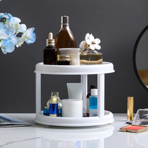 2 Tier 10" Turntable Lazy Susan Spice Organizer - Rotating Seasoning Rack for Pantry Cabinet Kitchen Countertop, Table Top Organizing - Multiuse Two Tier Rotating Organization Rack Spinner - size: 10inch - 1 Pack