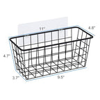 Toplife Kitchen Hanging Basket, No Drilling Cabinet Door Organizer Rack, Wall Adhesive Basket for Cabinet, Cupboard Door, Bathroom, Kitchen Storgae Baskets, Black (2 PacK)