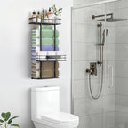 Towel Racks for Bathroom, 30inch Wall Mounted Towel Rack, Towel Storage for Small Bathroom Can Holds 6 Large Towels, Floating Shelf with Adjustable Tissue Basket(Black). - color: Black