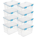 Sterilite 8-Pack Gasket Box, Weather-Resistant Storage Bins with Latching Lids, 54 Quart - Heavy-Duty Organizing Containers for Closet, Bathroom, and Office - size: 54 Quart, style: 8 Pack