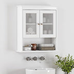 Spirich Bathroom Cabinet Wall Mounted, Medicine Cabinet Organizer with Glass Doors and Adjustable Shelves, Bathroom Wall Cabinet Over Toilet, White