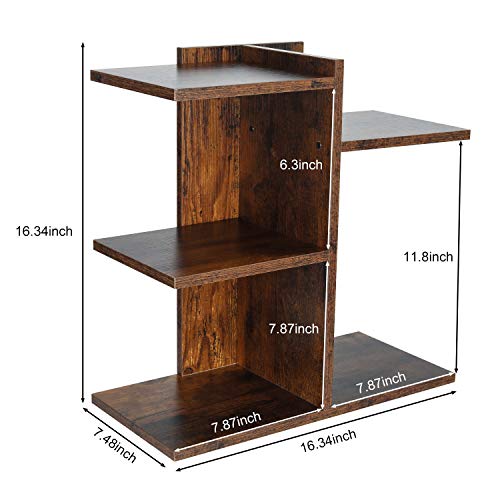 PAG Wood Desktop Shelf Small Bookshelf Desk Supplies Organizers and Accessories Storage Display Rack Office Decor for Women, Antique Brown - color: Antique Brown, size: Style 5
