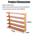 Shoe Rack,5 Tier Shoe Organizer Storage Shelf,Bamboo Narrow Shoe Closet,Small Space Shoe Rack,for Entryway Closet 30.7×7.48×25.98inch - size: 5 Tier-30.7" Wide