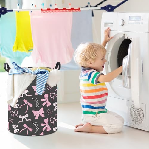 19.7" Laundry Basket,Kids Dirty Clothes Hamper,Waterproof Toys Storage Bin,Room Decor,Gift Baskets,Nursery Hamper(Bowknot) - color: Bowknot