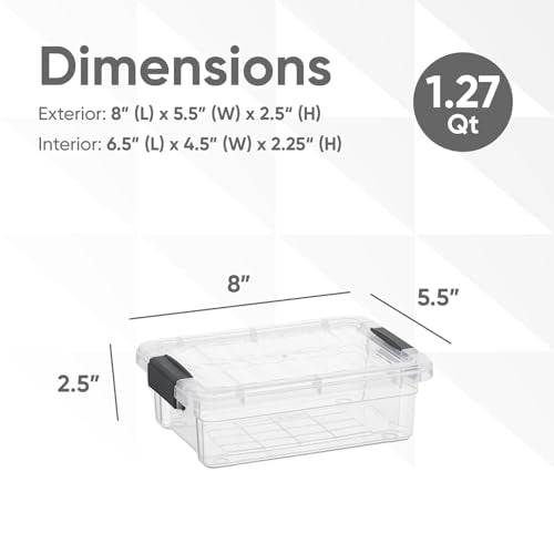 Superio Clear Storage Boxes with Lids, 1.27 Quart Plastic Container Bins for Organizing, Stackable Crates, BPA Free, Non Toxic, Odor Free, Organizers for Home, Office and Dorm, 4 Pack - size: 1.27 Quart, style: 4 Pack