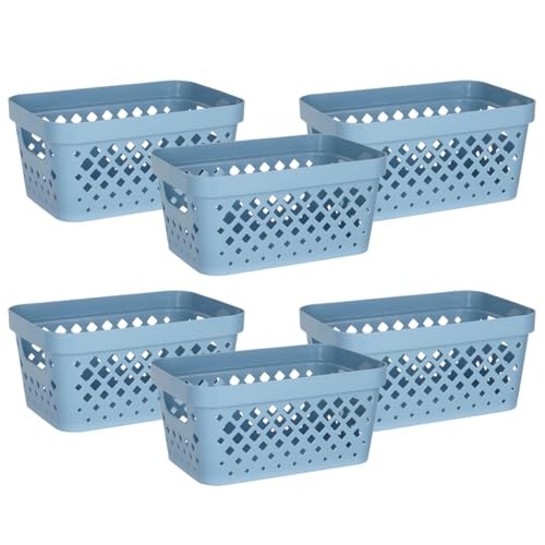 Glad Plastic Baskets for Organizing, Set of 6 | Pantry Storage for Under Counter, Linen Closet, and Bathroom | Nesting Shelf Bins with Handles, 1 Gallon, Marina Blue - color: Marina Blue, size: 1 Gallon