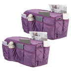uxcell 2 Pcs Recliner Armchair Caddy, Couch Armrest Organizer with 14 Pockets for Bedside Sofa Remote Control Holder Magazine Phone Book Glasses (Purple, 20" x 7" x 9") - color: Purple