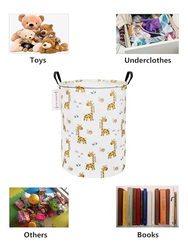QUEENLALA Large Storage Basket,Laundry Hamper/Bathroom/Home Decor/Collapsible Round Storage Bin,Boys and Girls Hamper/Boxes/Clothing(Round-Yellow Giraffe) - color: Round-Yellow Giraffe
