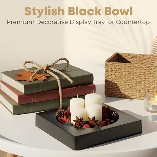 Black Acrylic Catchall Tray - Decorative Jewelry Dish & Vanity Organizer for Keys, Rings, Earrings | Modern Minimalist Home Decor for Dresser, Nightstand, Entryway - color: Black