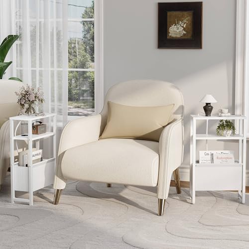 Narrow Side Table with Charging Station Slim End Table Sofa with Magazine Rack, Bedside Table for Small Spaces, 3 Tier Nightstand for Living Room Couch, Bedroom White LET503WE - color: White