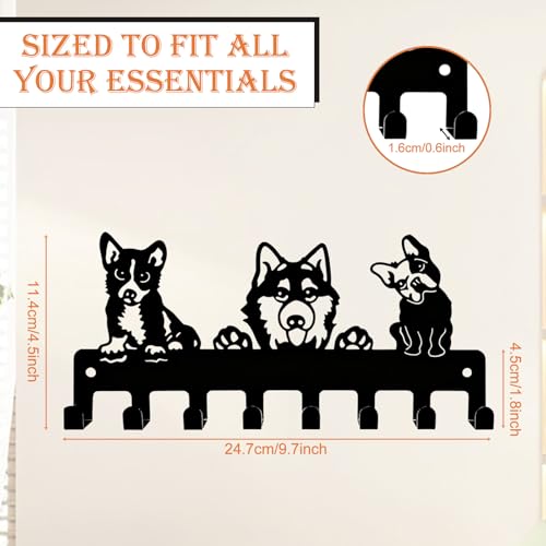 Dog Leash Holder for Wall, Key Holder Wall Mount with 8 Metal Hooks, Screw Mounted Pet Leash Organizer for Entryway, Keys, Collars, Harnesses and Bags - style: 8-Hook