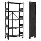 WORKPRO 5-Tier Folding Shelf, No-Assembly Metal Storage Rack with Wheels, 750 lbs Capacity (with Leveling Feet), Collapsible Shelving Unit for Kitchen, Pantry, Bathroom & Closet Organization - size: 5-Tier