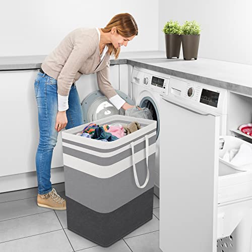 StorageRight Laundry Basket Hamper Large Collapsible Laundry Hamper with Easy Carry Handles，Freestanding Clothes Hampers for Laundry, Bedroom, Dorm, Clothes, Towels, 100L, Gradient Grey - color: Gradient Grey, size: 100L