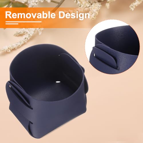 uxcell Valet Tray Organizer, PU Leather Desktop Storage Organizer Box Tray Entryway Table Bedside Nightstand Catchall Vanity Tray for Jewelry Key Coin Watch Wallet (Dark Blue) - color: Dark Blue