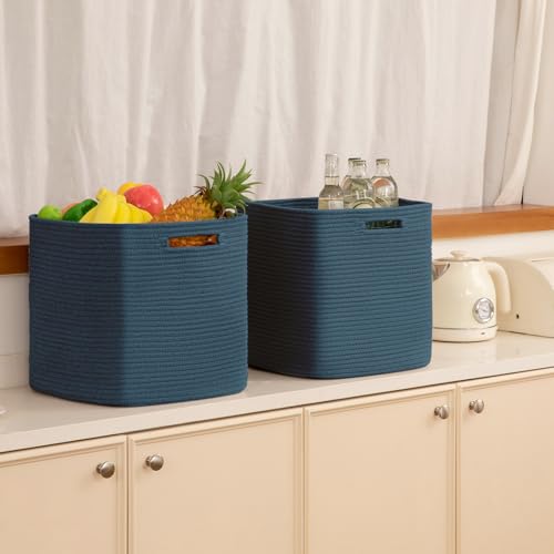 OIAHOMY Storage Cubes, 13 Inch Cube Storage Organizer, Collapsible Storage Bins, Baskets for Organizing, Storage Bins for Shelves-Blue, 2-PACK - color: Blue, size: 2Pcs-13*13*13inch