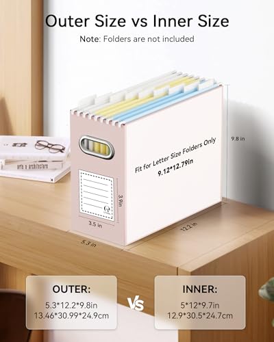 Oterri Cardboard File Organizer Box for Hanging File Folders Letter Size,File Box for Computer Desk,File Cabinet,Working Home,Office,Classroom (Light Pink, Letter Size - 4 Packs) - color: Light Pink, size: Letter Size - 4 Packs