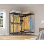 VIPEK L6 Heavy Duty Clothes Rack L Shape Clothing Rack 5-Tier Wire Garment Rack Freestanding Closet with 7 Adjustable Shelves & 4 Hanging Rods, 42.1" L x 42.1" W x 76.4" H, Max Load 850LBS, Black - color: Black, size: Small