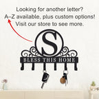 Personalized Metal Monogram Key Holder Wall Mount, Custom Letter Metal Key Holder for Wall Key Hooks Coat Rack, Perfect for Bathroom, Living Room, Kitchen - style: S
