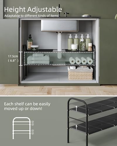 NETEL 2 Pack Under Sink Organizers and Storage,Expandable Under Cabinet Organizer Shelf with 8 Removable Panels,Expandable Shelf for Cupboard,Kitchen,Bathroom,Shoe Storage Rack - size: 8 Panels-2 Pack