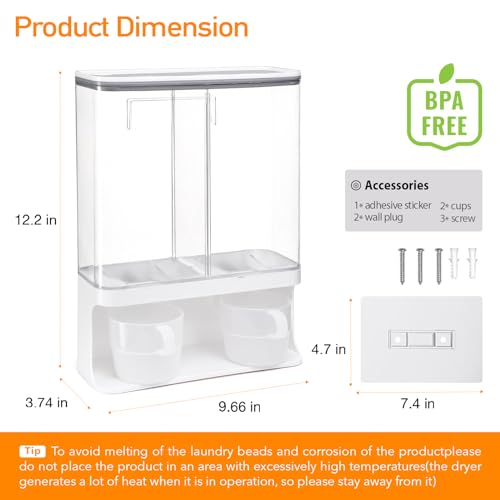 Conworld Laundry Detergent Dispenser, Scent Booster Beads Dispenser for Laundry Room Organization, Suitable for Beads, Stain Remover Powder - color: A-White