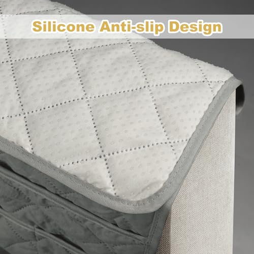 Remote Control Holder for Recliner,Non Slip Armchair Caddy,Sofa Armrest Storage Organizer for Recliner Couch With 6 Pockets for TV Remote,Cell Phone,Magazine - color: Grey