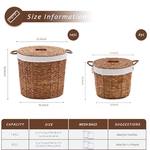Handwoven Hamper with Lid, Clothes Hamper for Bathroom Laundry Room Bedroom (Espresso, L) - color: Espresso, size: L