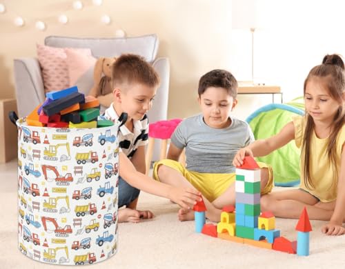 Kids Laundry Basket Baby Hamper for Nursery Boy Kids Hamper Cute Kids Toys Storage Bin Organizer Engineering Vehicle Room Decor for Home(Engineering Vehicle) - color: Engineering Vehicle