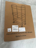 3-Tier Rolling Metal Storage Cart with Wheels, Multi-Functional Organizer for Office, Kitchen, Bathroom, Books Diapers - Easy Assembly (White) - color: White