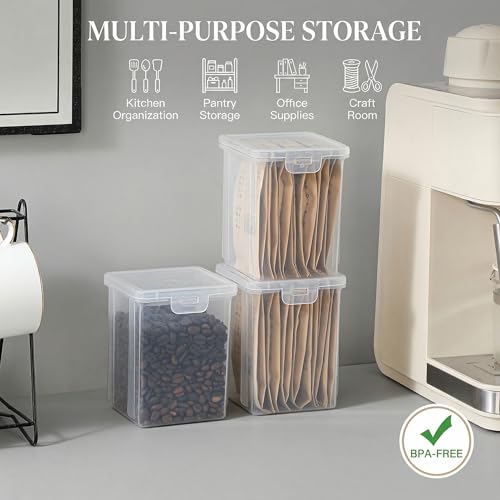 10 Pack Small Clear Storage Bins with Lids - Stackable Plastic Organizer Boxes for Crafts, Art Supplies, Jewelry, Beads, Office Tools - 3.54x3.54x4.53 Inch – Square Medium - size: Clear Square Medium - 10 Pack