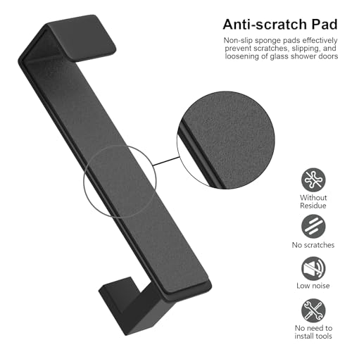 HUFEEOH Over The Door Hooks 2-Pack, Heavy Stainless Steel Coat & Towel Rack, No Drilling Scratch-Free Over Door Hanger Dorm Essentials Bathroom Accessories, Fits 1-3/4" Doors (Black) (L Shape) - color: Black, size: Fits 1-3/4" Thick Door - "L" Shape 2 Pac