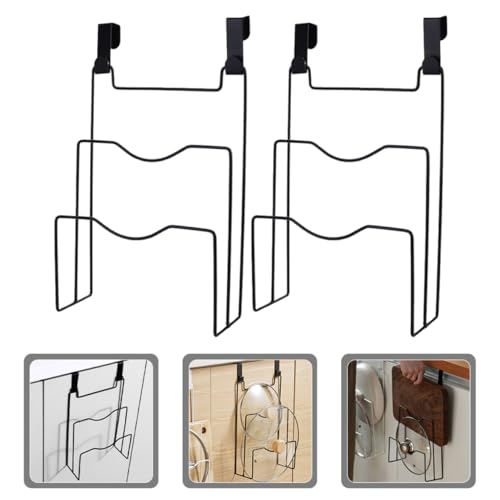 Ciieeo Kitchen Cabinet Door Hanging Pot Lid Organizer 3-Tier Iron Storage Rack 12.12X8.07X3.22 Inch Hanging Lid Holder for Pots and Cutting Boards Easy Kitchen Organization