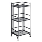 Convenience Concepts Xtra Storage Shelves - 3-Tier Folding Metal Shelving, Modern Shelves for Storage and Display in Living Room, Bathroom, Office, Closet, Kitchen, Garage, Plant Storage, Black